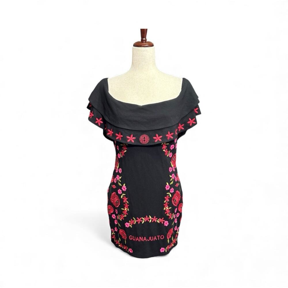 Herencia Collection Aztec Princess Mini Dress Pink Embroidery “Guanajuato” T8